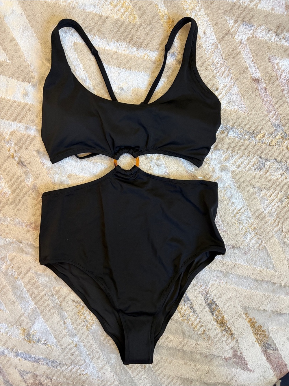 Shade & Shore Black Cutout One-Piece Swimsuit